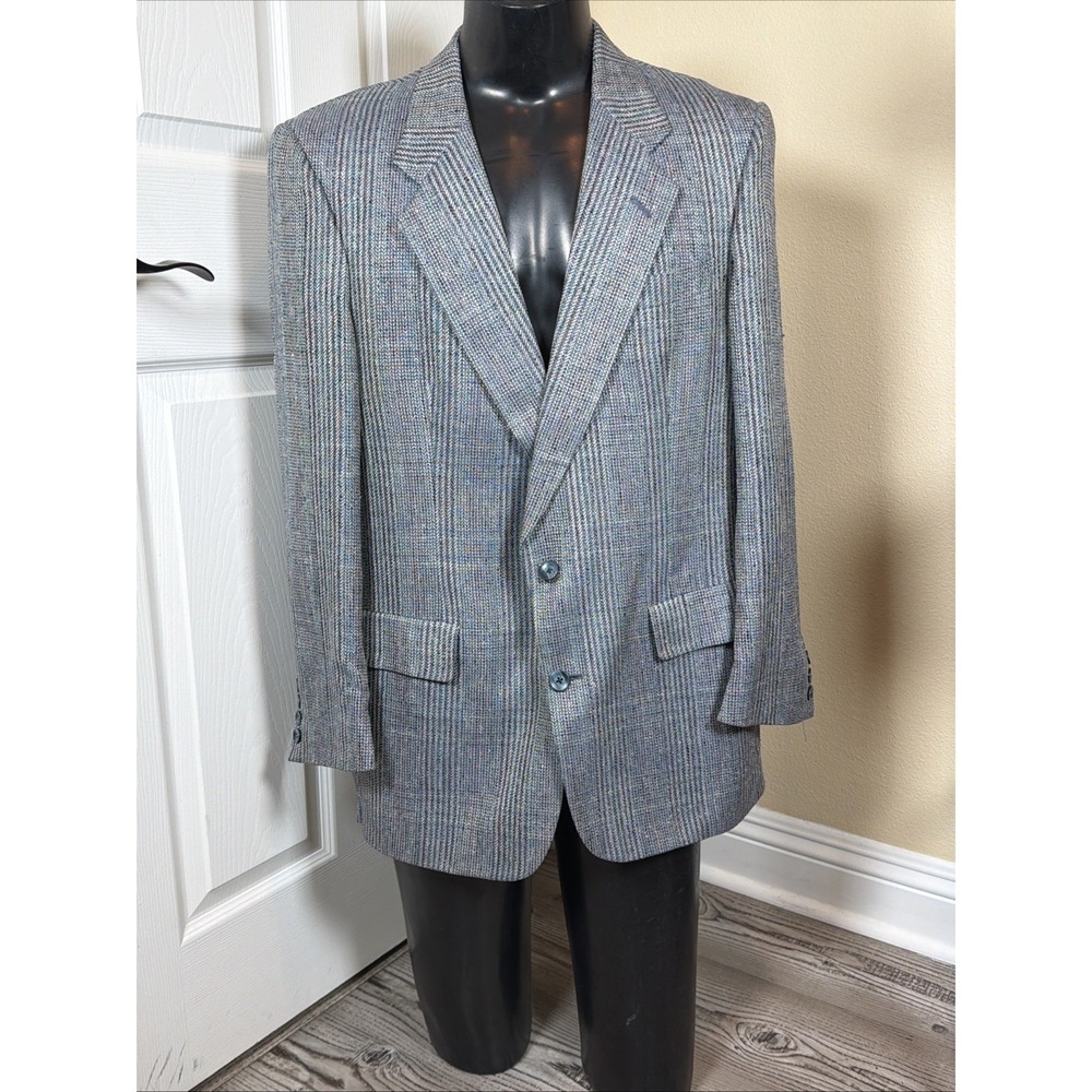 VTG Christian Dior Monsieur 100% Silk Blazer Mens Gray Herringbone Baskin No Siz